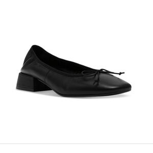 Steve Madden Women's Priscilla Block-Heel Bow Flats - Black Leather NWT